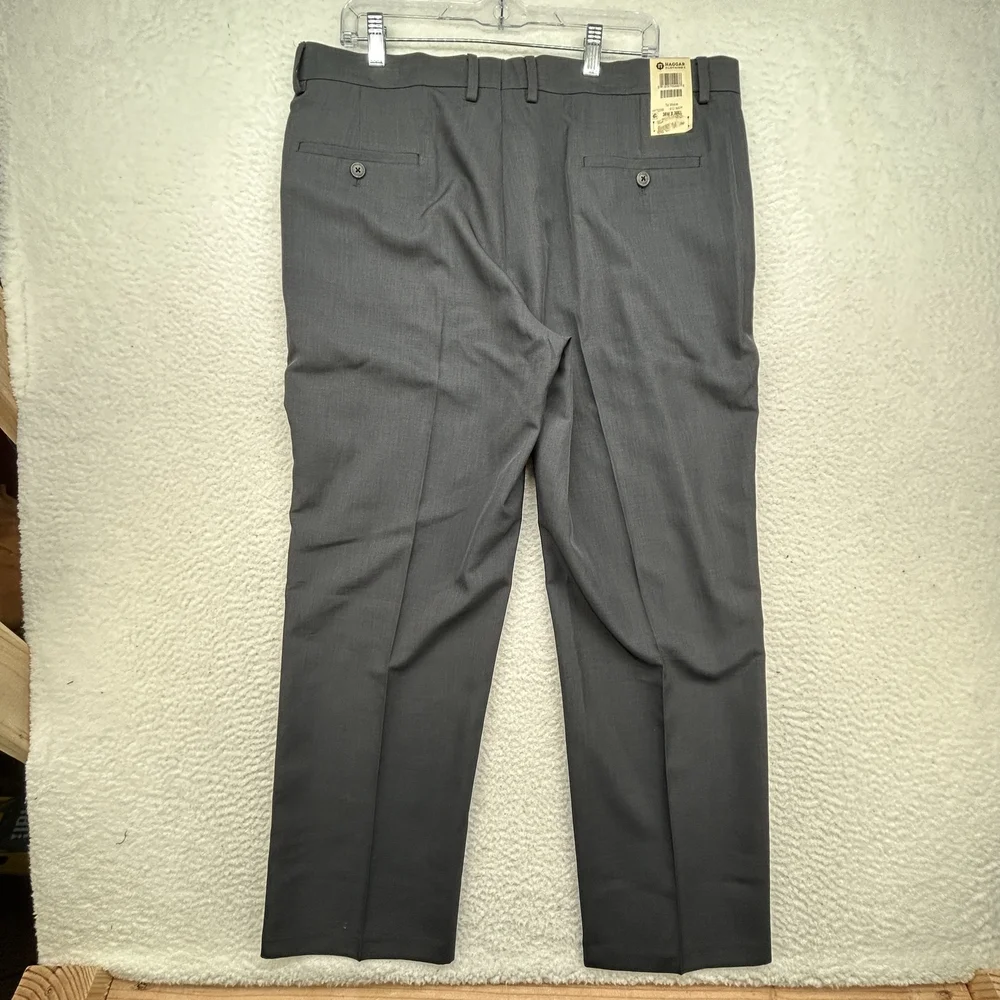 Haggar Pants Mens 38x30 Tic Weave Classic Fit Dress Slacks Navy Blue HY70268